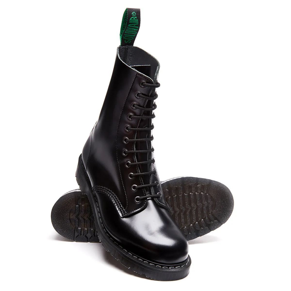 Black Hi-Shine 11 Eye Derby Boot sold by Solovair product image thumbnail 2