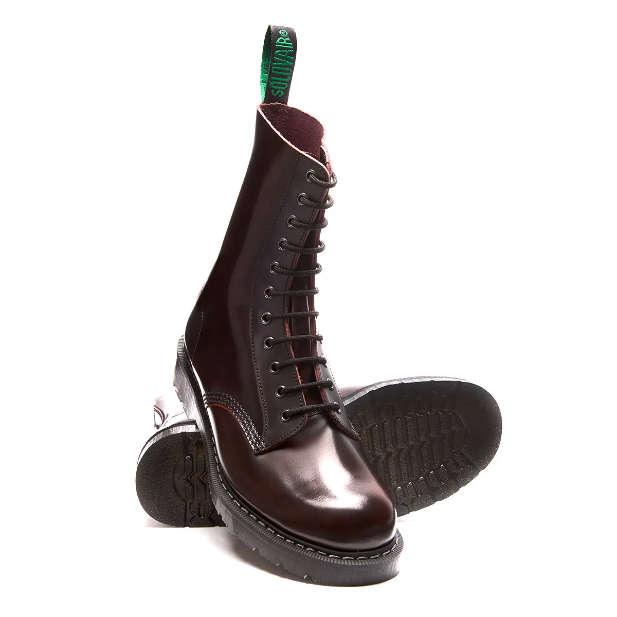 Burgundy Rub-Off 11 Eye Derby Boot sold by Solovair product image thumbnail 2