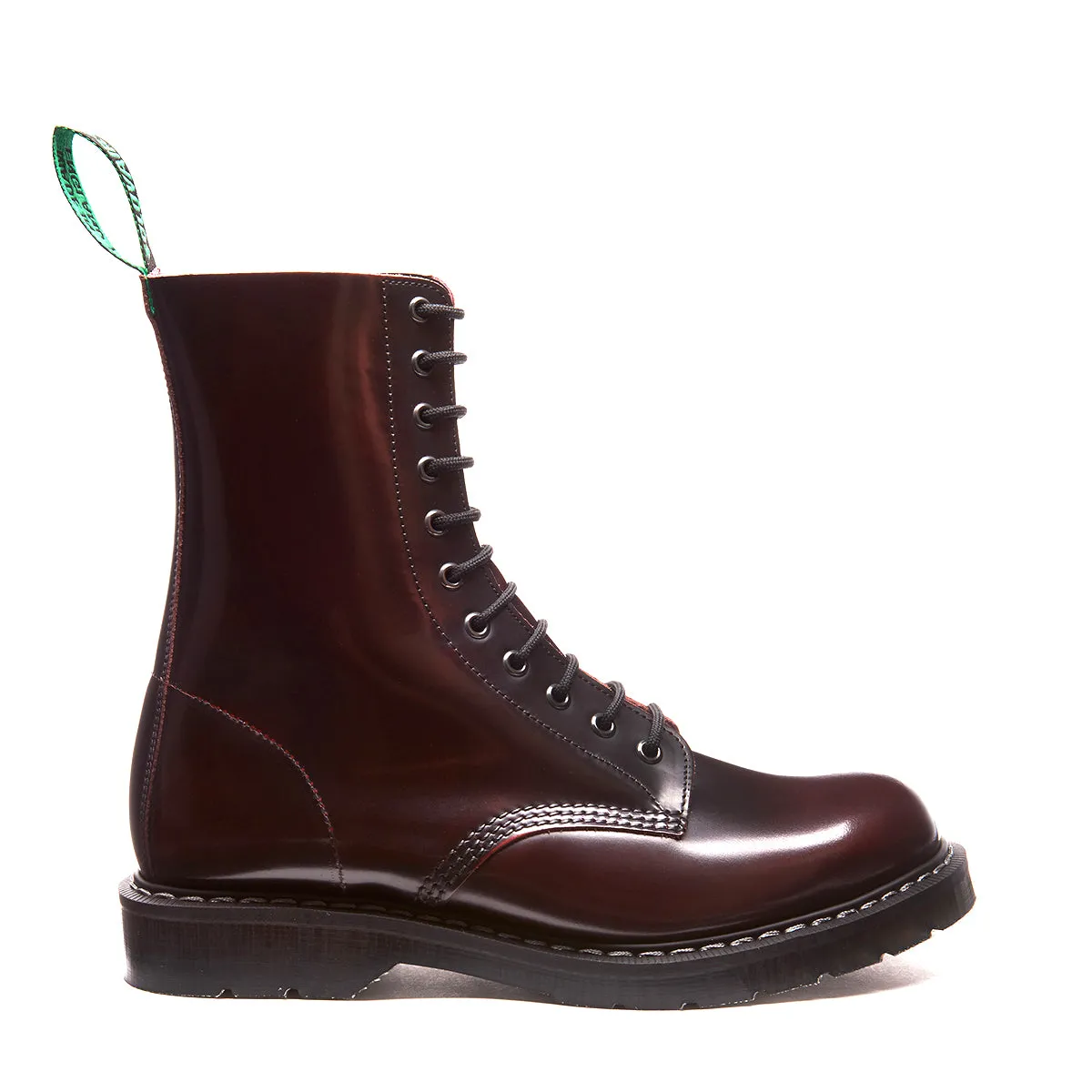 Burgundy Rub-Off 11 Eye Derby Boot sold by Solovair