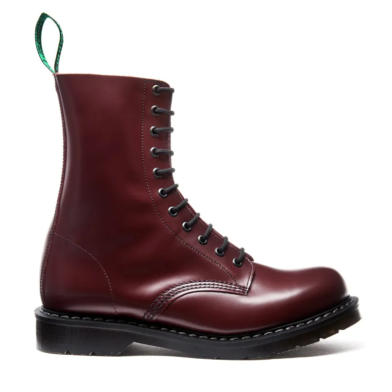 Oxblood Hi-Shine 11 Eye Derby Boot sold by Solovair