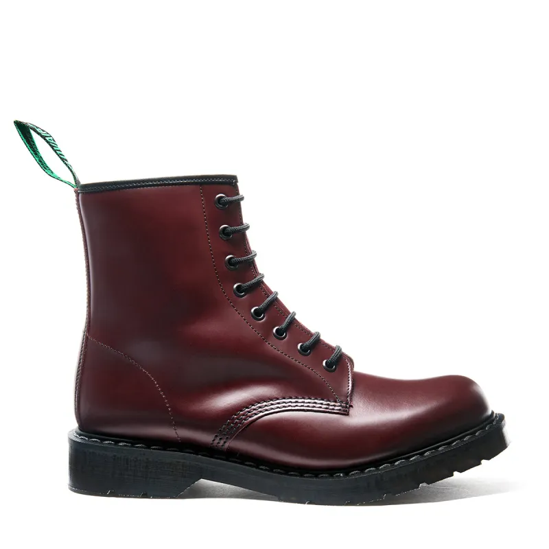 Oxblood Hi-Shine 8 Eye Derby Boot sold by Solovair