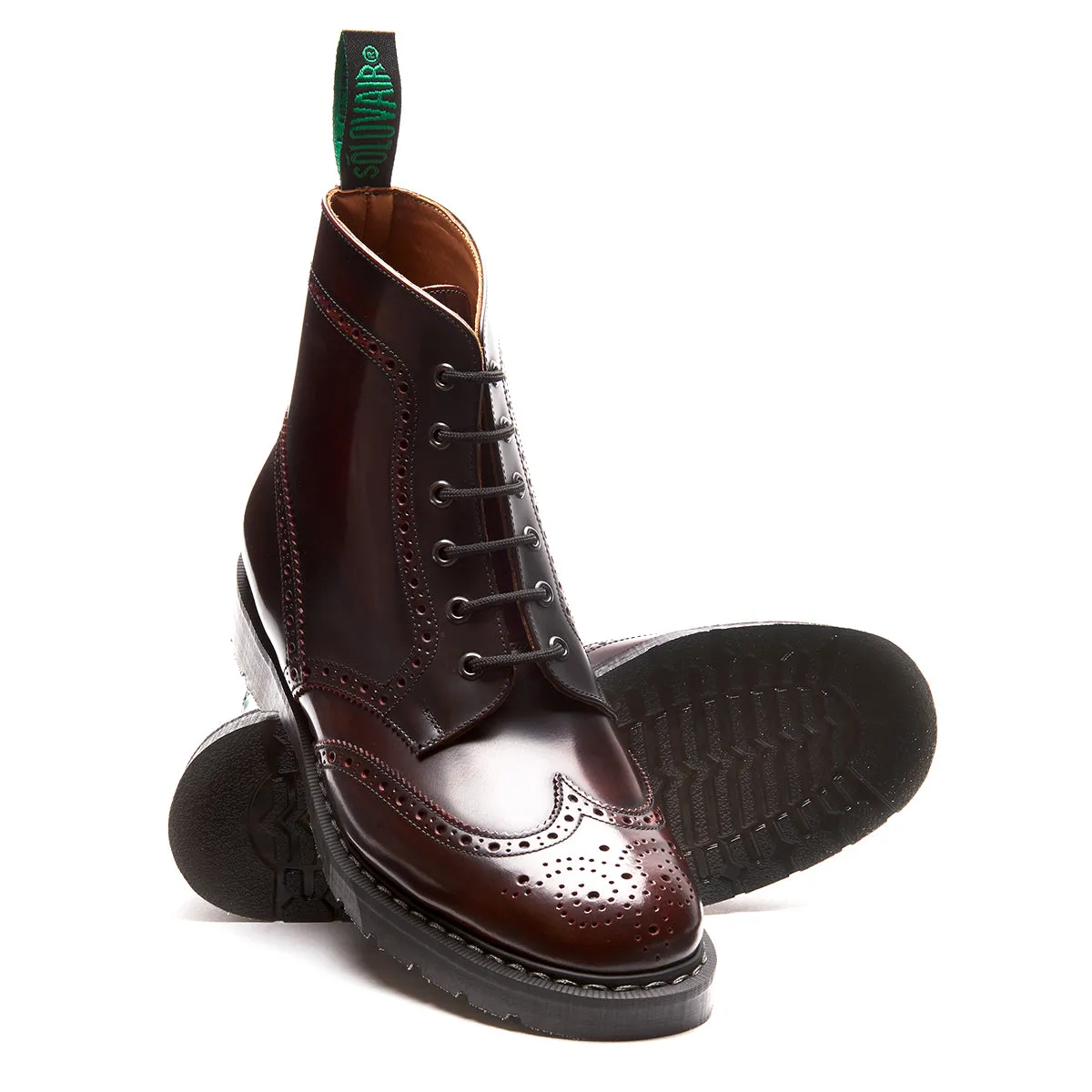 Burgundy Rub-Off 6 Eye Brogue Boot sold by Solovair product image thumbnail 2