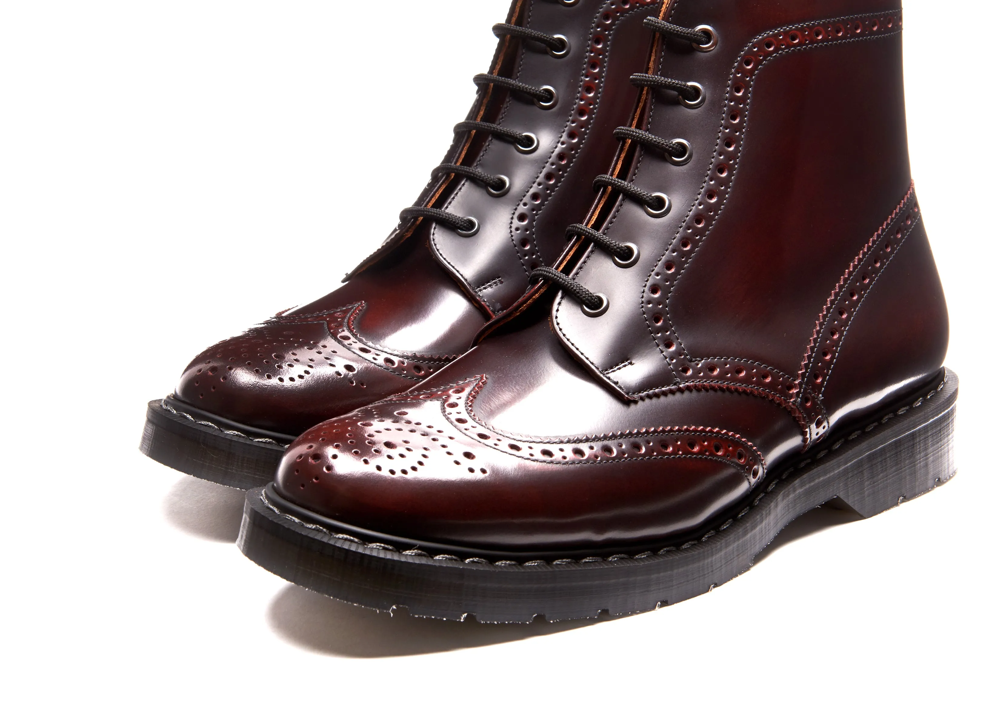 Burgundy Rub-Off 6 Eye Brogue Boot sold by Solovair product image thumbnail 3