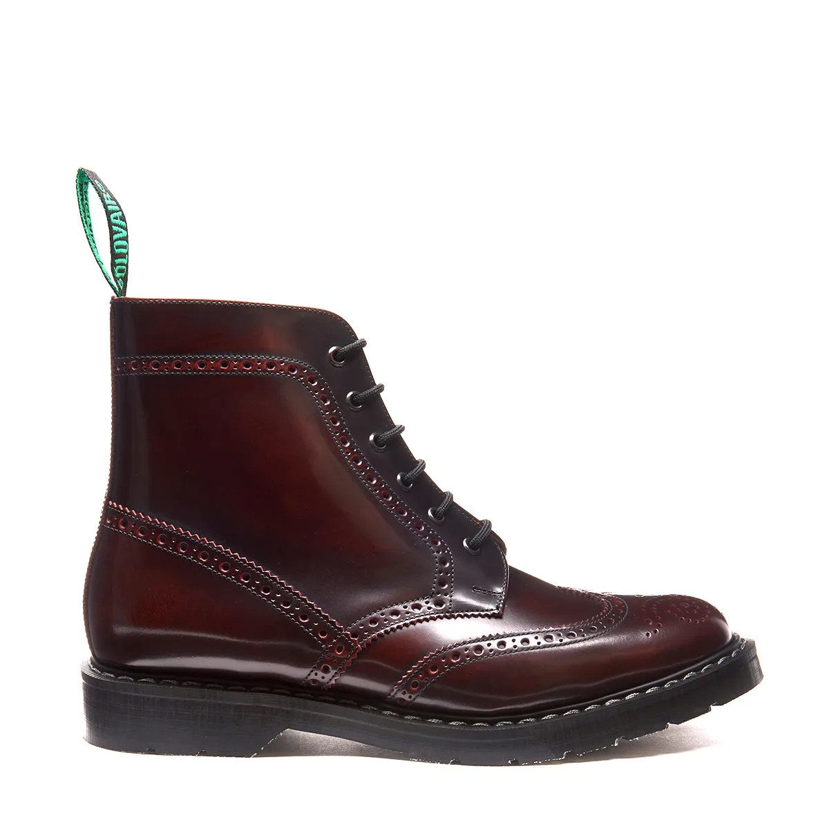 Burgundy Rub-Off 6 Eye Brogue Boot sold by Solovair