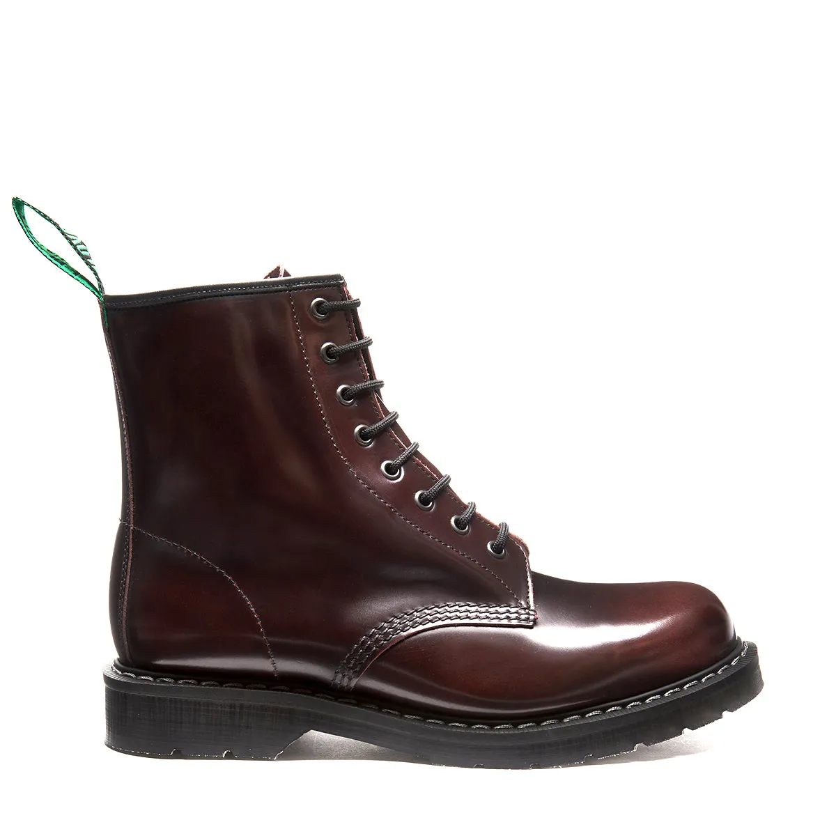 Burgundy Rub-Off 8 Eye Derby Boot sold by Solovair