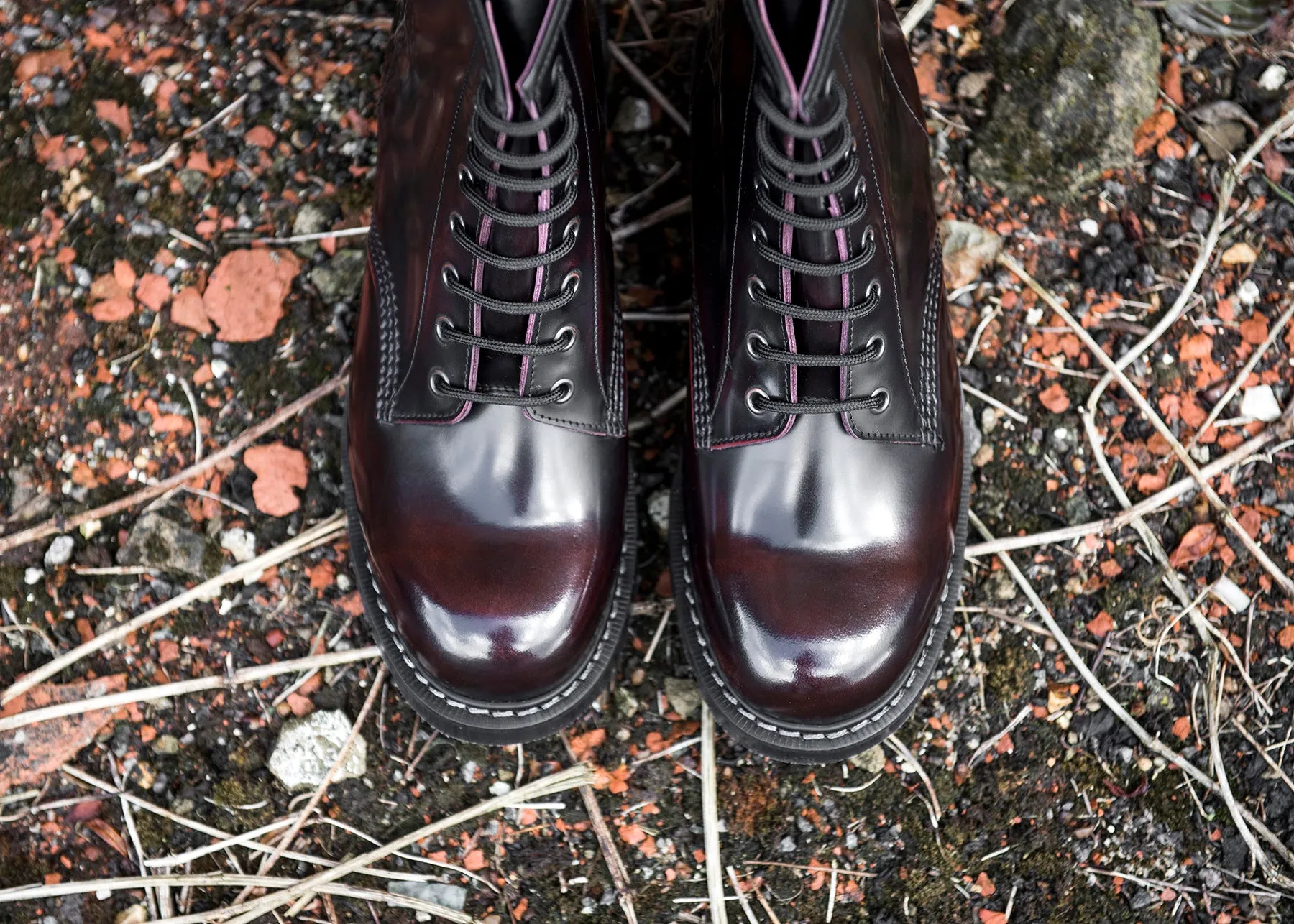 Burgundy Rub-Off 8 Eye Derby Boot sold by Solovair product image thumbnail 5