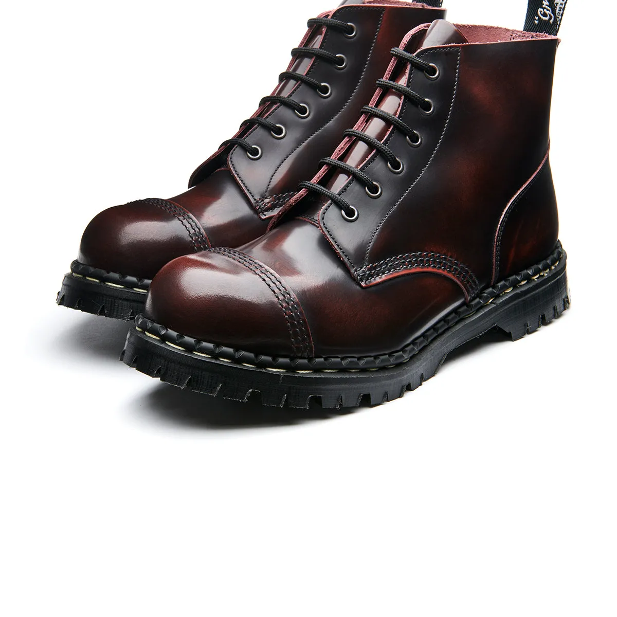 Burgundy Rub-Off 6 Eye Steel Toe Capped Derby Boot sold by Solovair product image thumbnail 3
