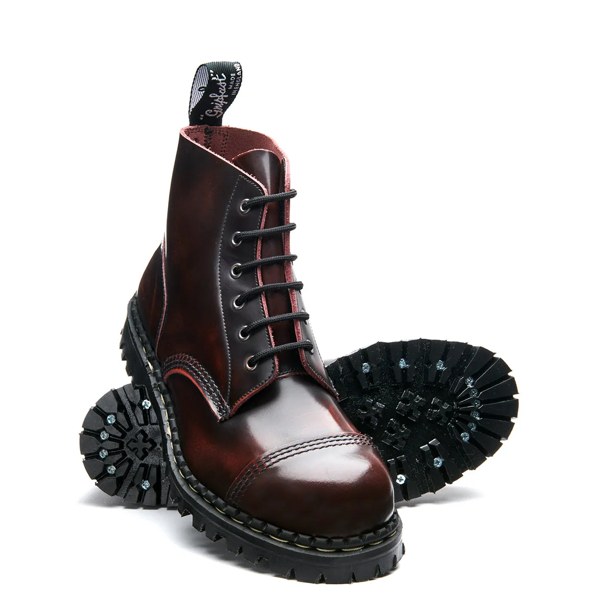 Burgundy Rub-Off 6 Eye Steel Toe Capped Derby Boot sold by Solovair product image thumbnail 2