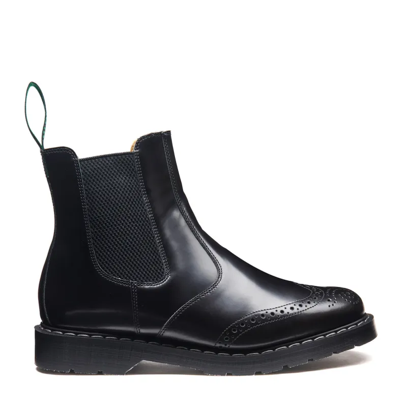Black Hi-Shine Dealer Brogue Boot sold by Solovair