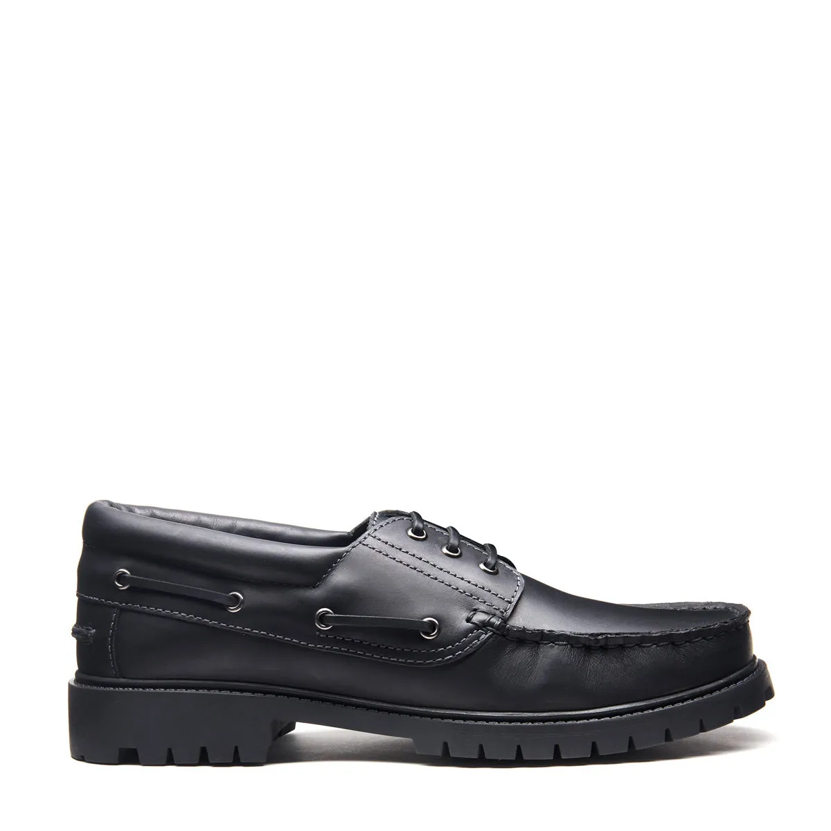 Black Greasy Boat Shoe sold by Solovair