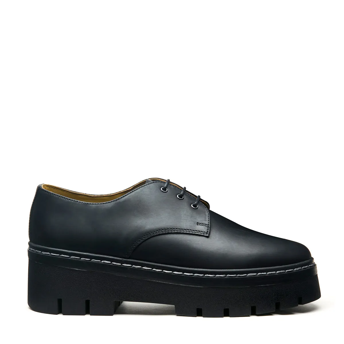 Black Greasy 3 Eye Platform Gibson Shoe sold by Solovair