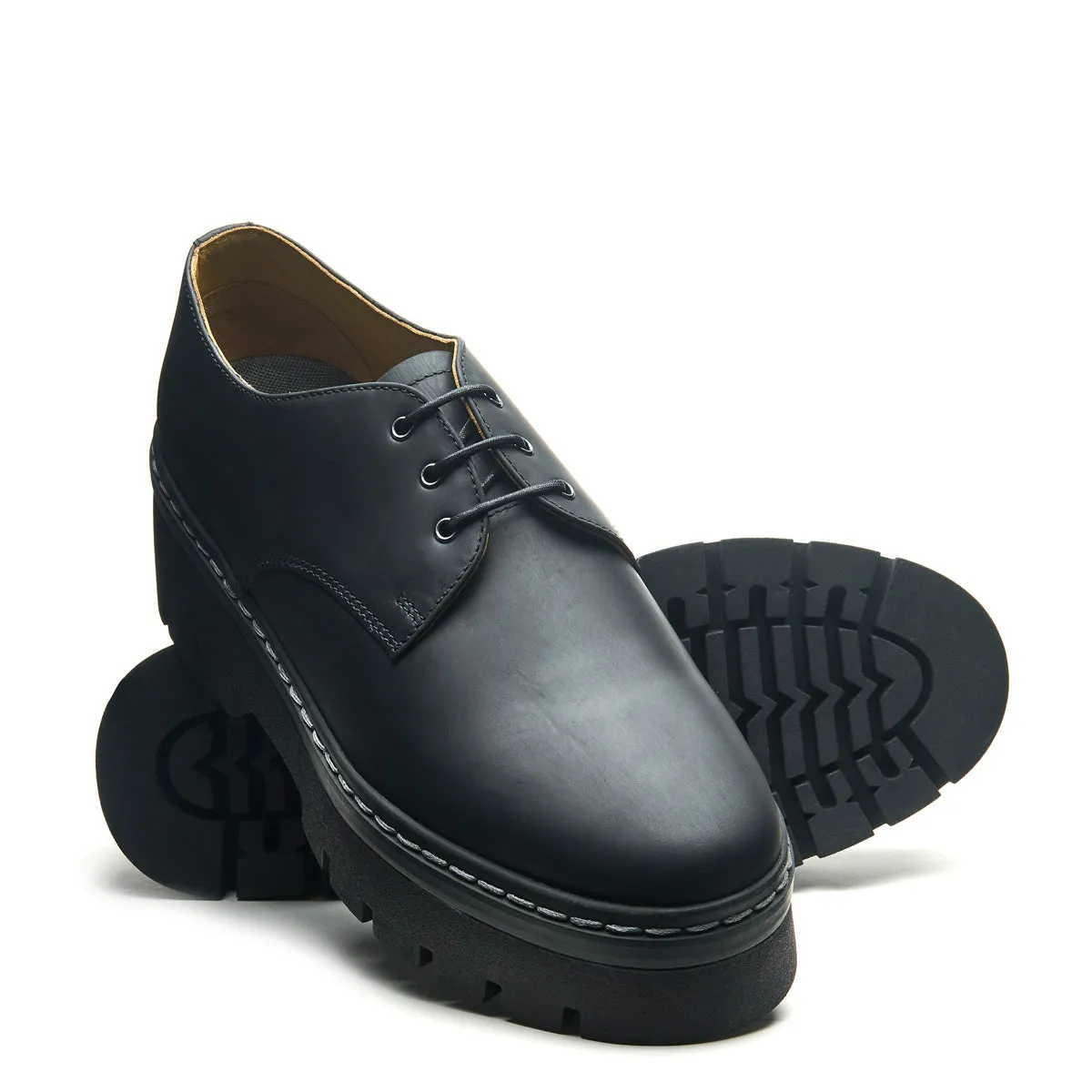 Black Greasy 3 Eye Platform Gibson Shoe sold by Solovair product image thumbnail 2