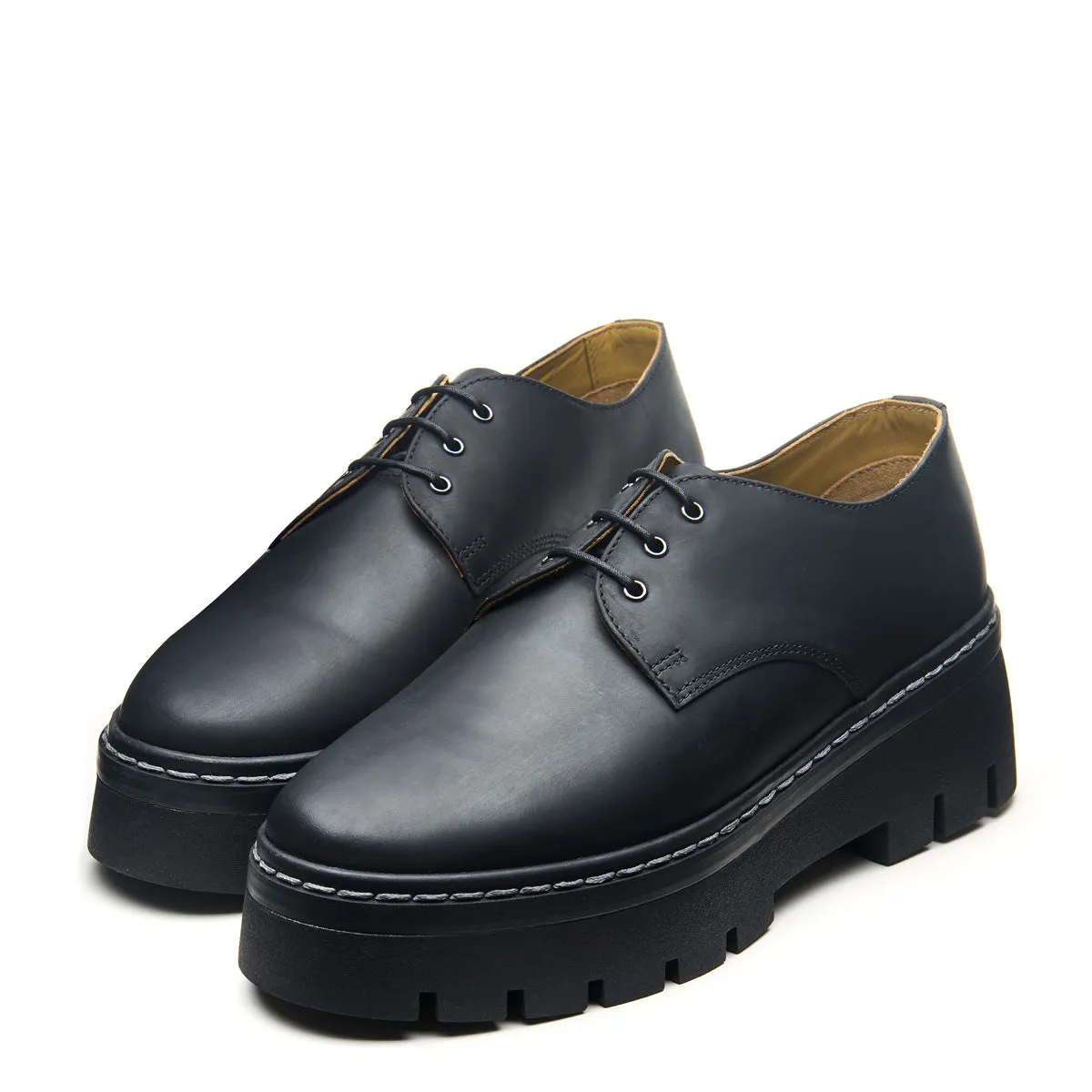 Black Greasy 3 Eye Platform Gibson Shoe sold by Solovair product image thumbnail 4
