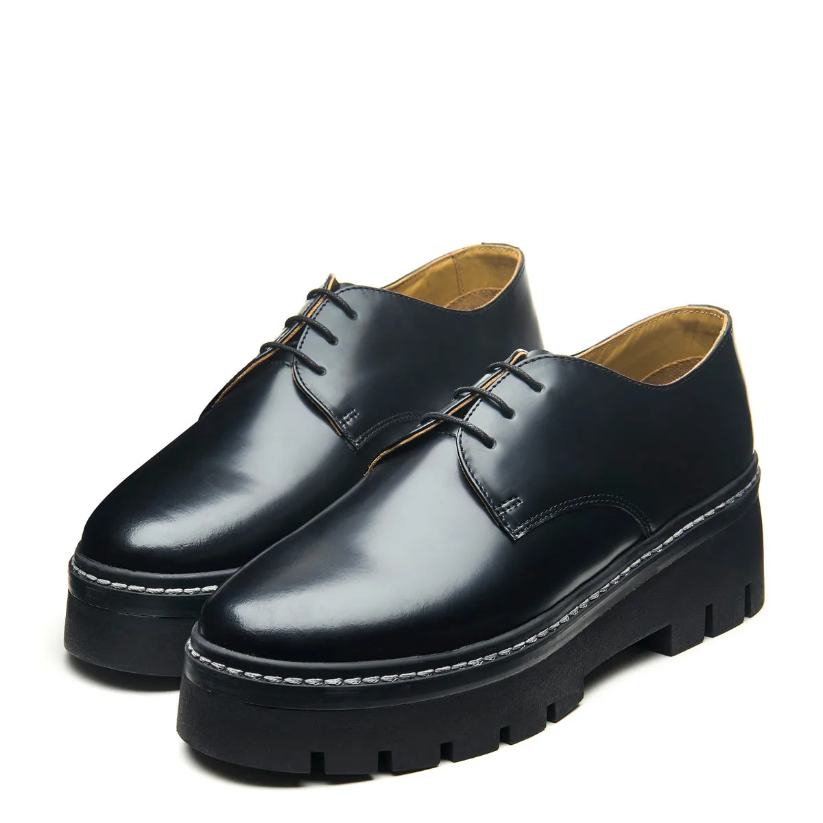 Black Hi-Shine 3 Eye Platform Gibson Shoe sold by Solovair product image thumbnail 4