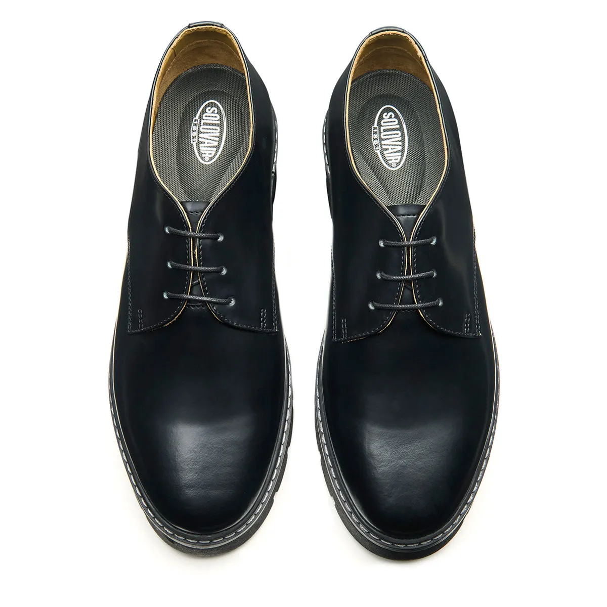 Black Hi-Shine 3 Eye Platform Gibson Shoe sold by Solovair product image thumbnail 3