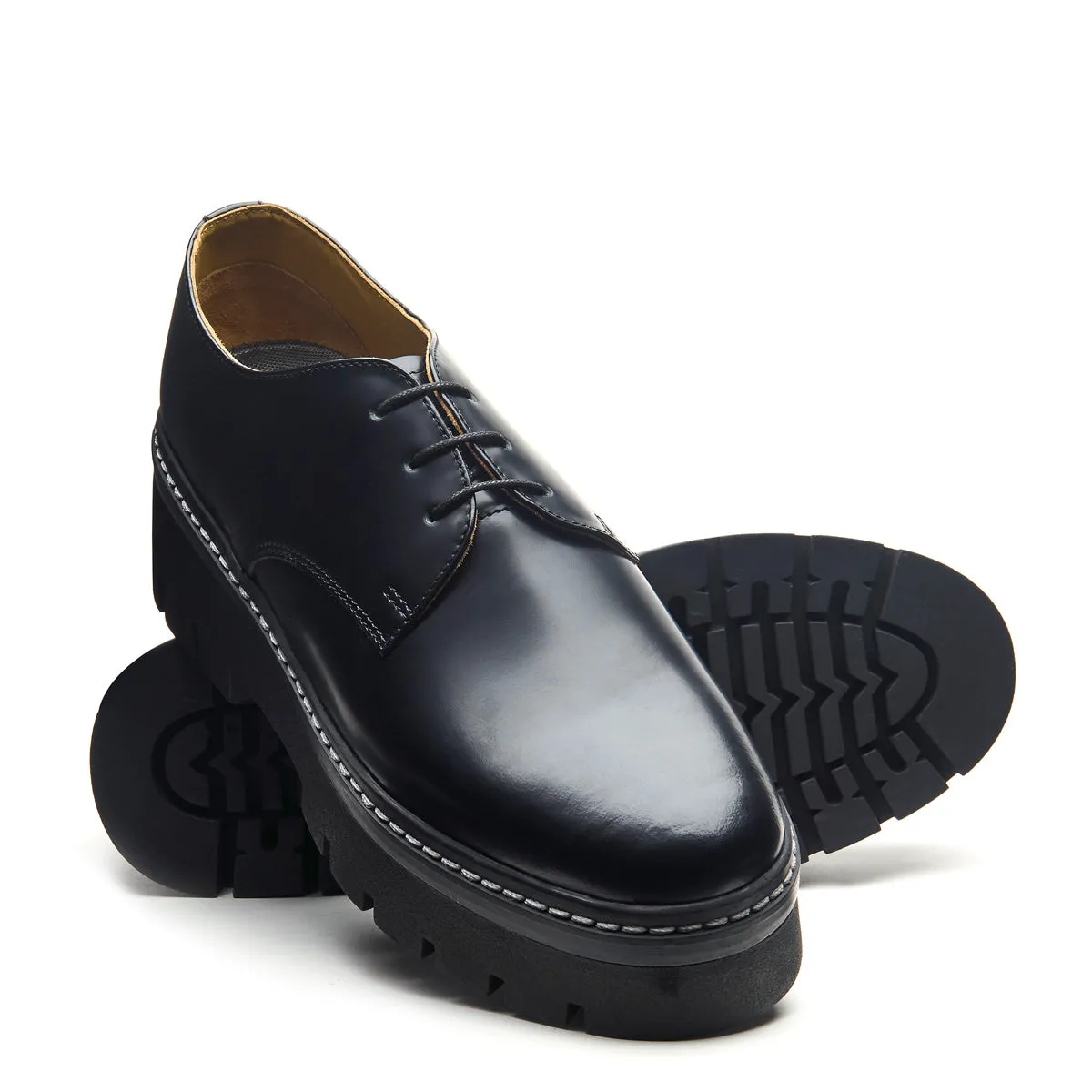 Black Hi-Shine 3 Eye Platform Gibson Shoe sold by Solovair product image thumbnail 2