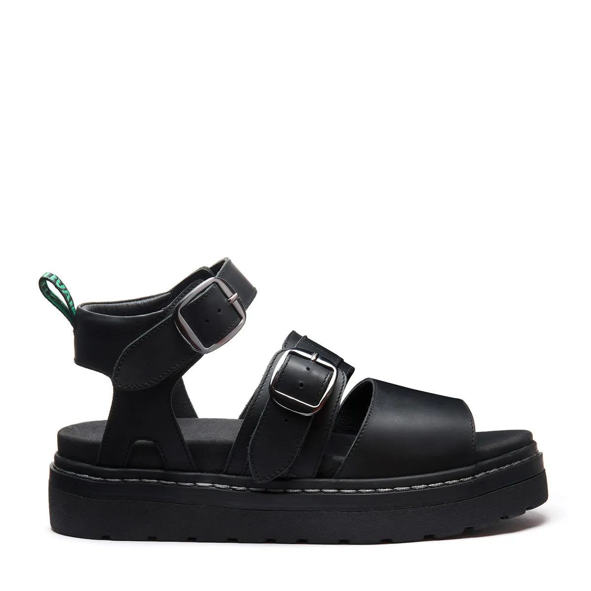 Lavendon - Black Greasy Two Strap Sandal sold by Solovair