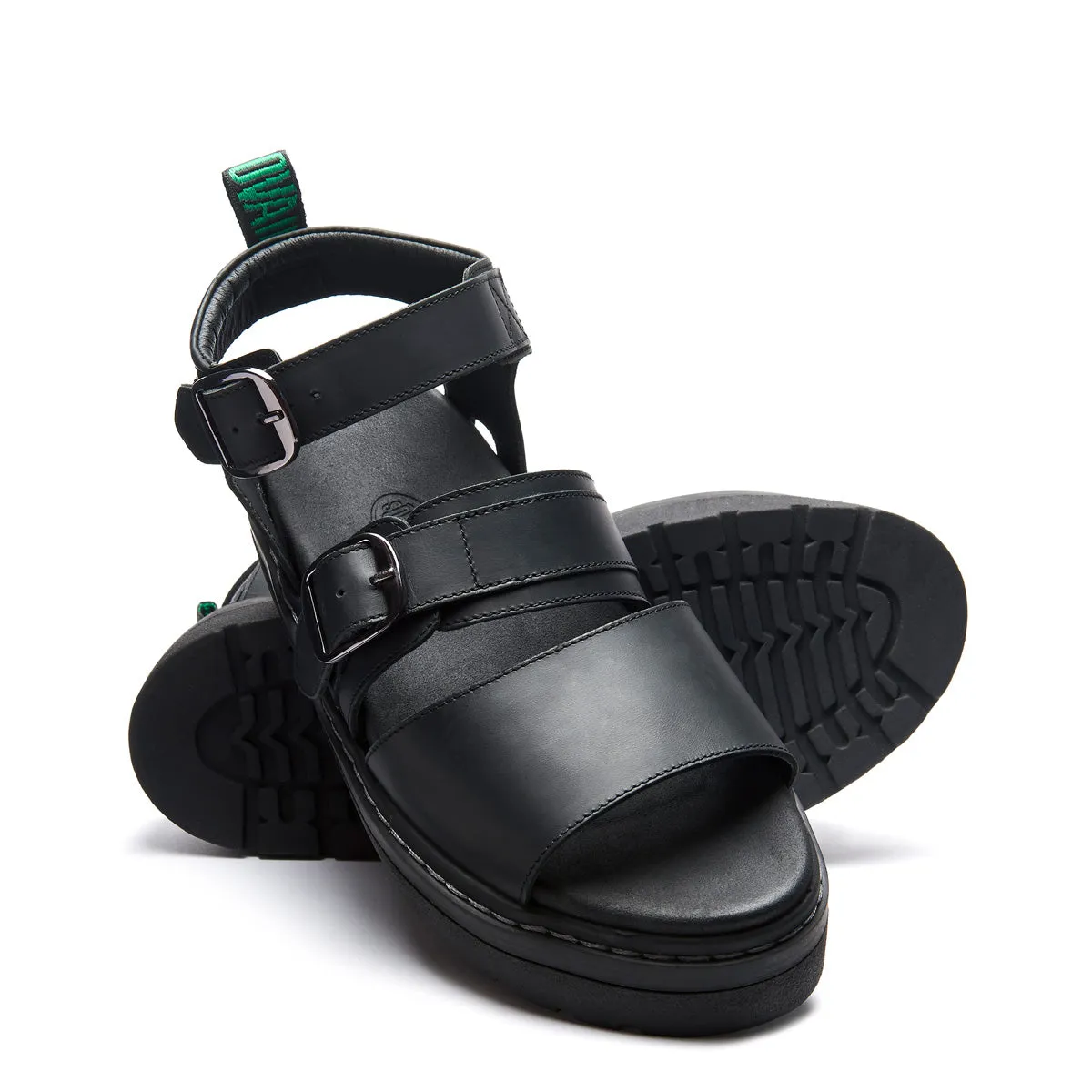 Lavendon - Black Greasy Two Strap Sandal sold by Solovair product image thumbnail 2