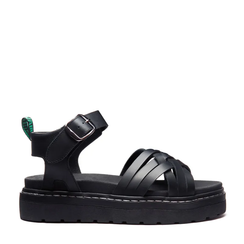 Eydon - Black Greasy One Strap Crossover Sandal sold by Solovair