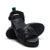 Eydon - Black Greasy One Strap Crossover Sandal sold by Solovair