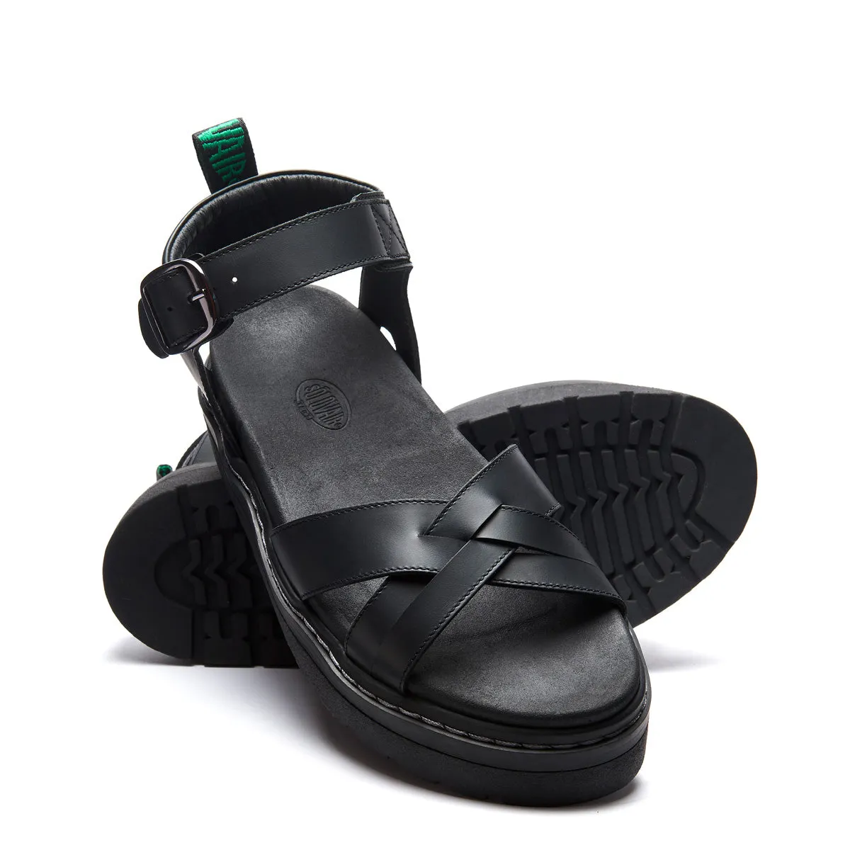 Ashby - Black Greasy One Strap Crossover Sandal sold by Solovair product image thumbnail 2