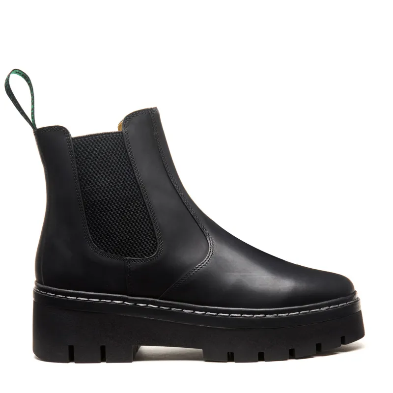 Black Greasy Platform Dealer Boot sold by Solovair