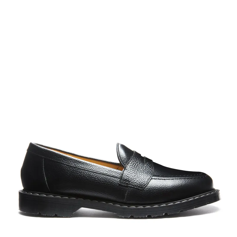 Black Hi-Shine Grain Penny Loafer sold by Solovair