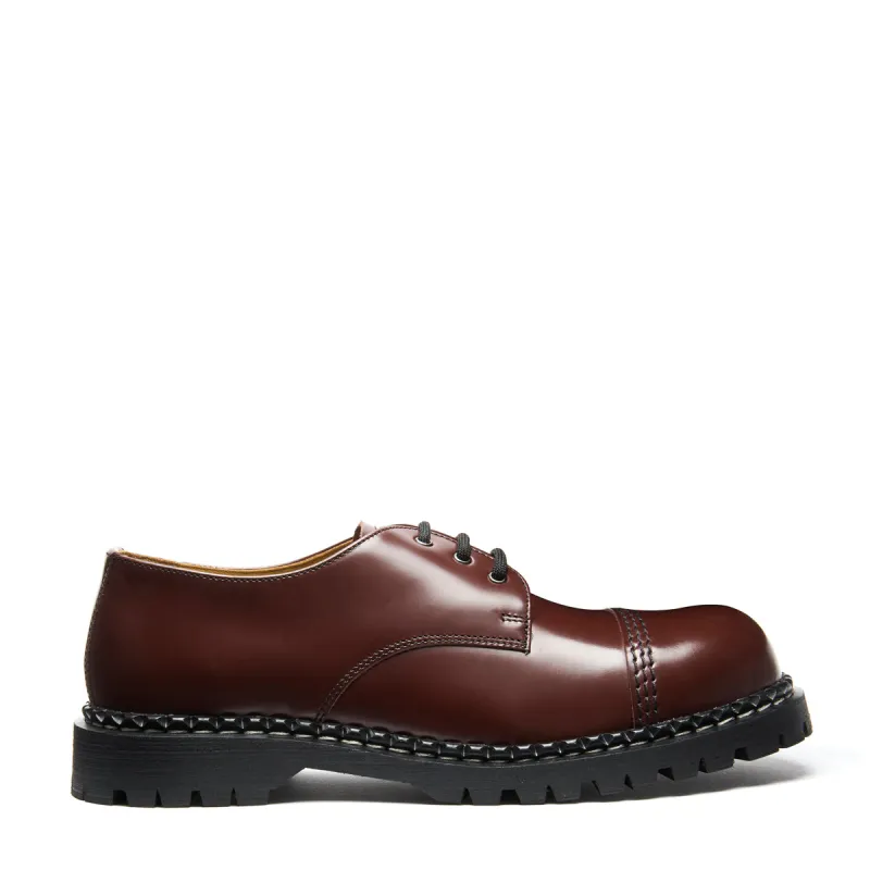 Oxblood Hi-Shine Steel Toe Capped Gibson Shoe made by Solovair