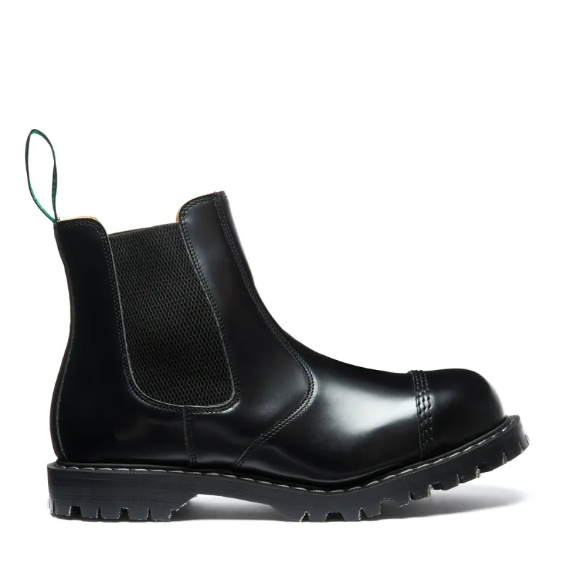 Black Hi-Shine Steel Toe Dealer Boot made by Solovair