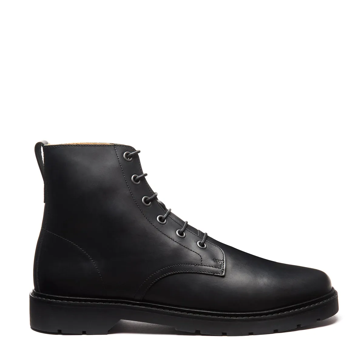 Black Greasy 6 Eye Derby Boot sold by Solovair