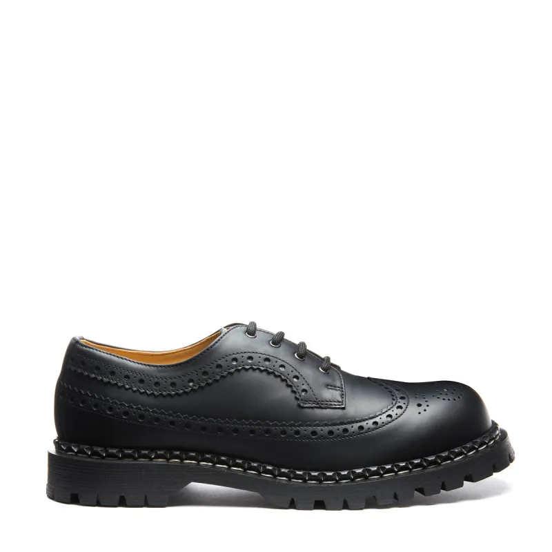 Black Greasy 4 Eye Steel Toe American Derby Brogue Shoe made by Solovair