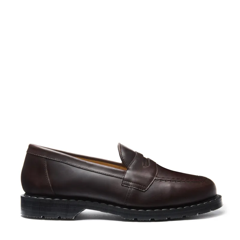 Brown Greasy Penny Loafer made by Solovair