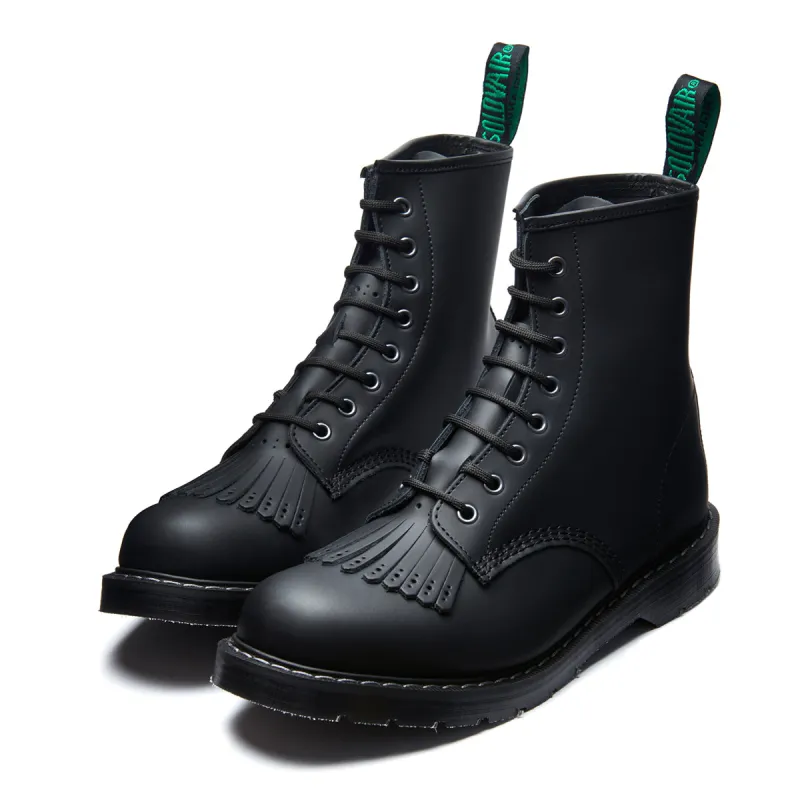 Black Greasy 8 Eye Derby Boot & Brogue Kiltie made by Solovair