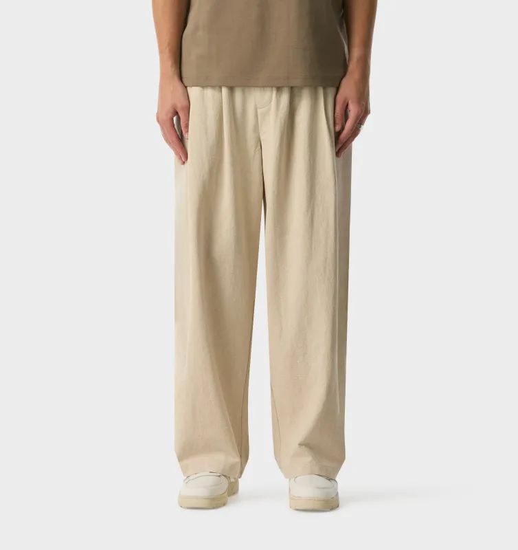 Linen Albert Pleated Pant - Bone sold by I Love Ugly