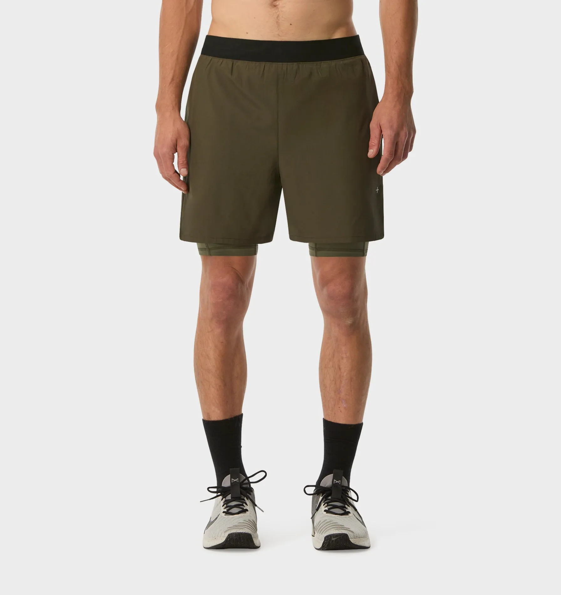 Active 5 Inch 2 In 1 Shorts - Khaki sold by I Love Ugly