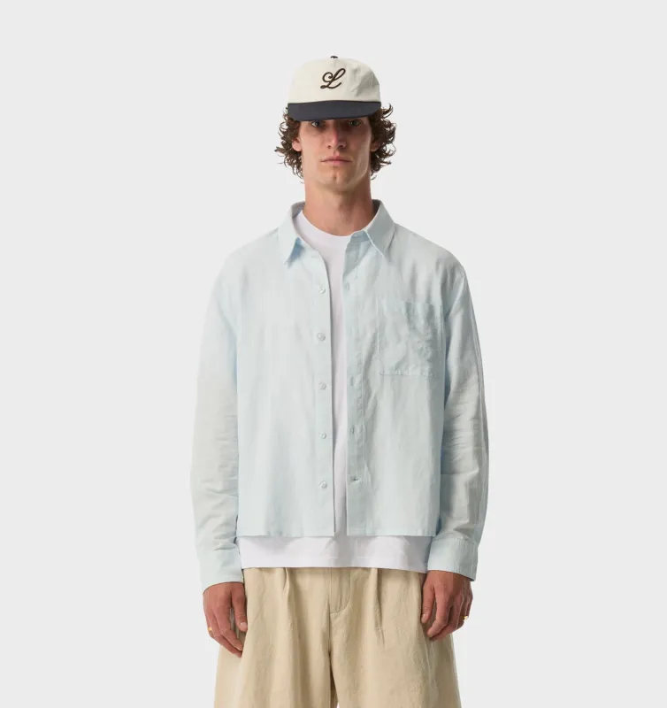 Linen Crop LS Shirt - Pale Blue sold by I Love Ugly