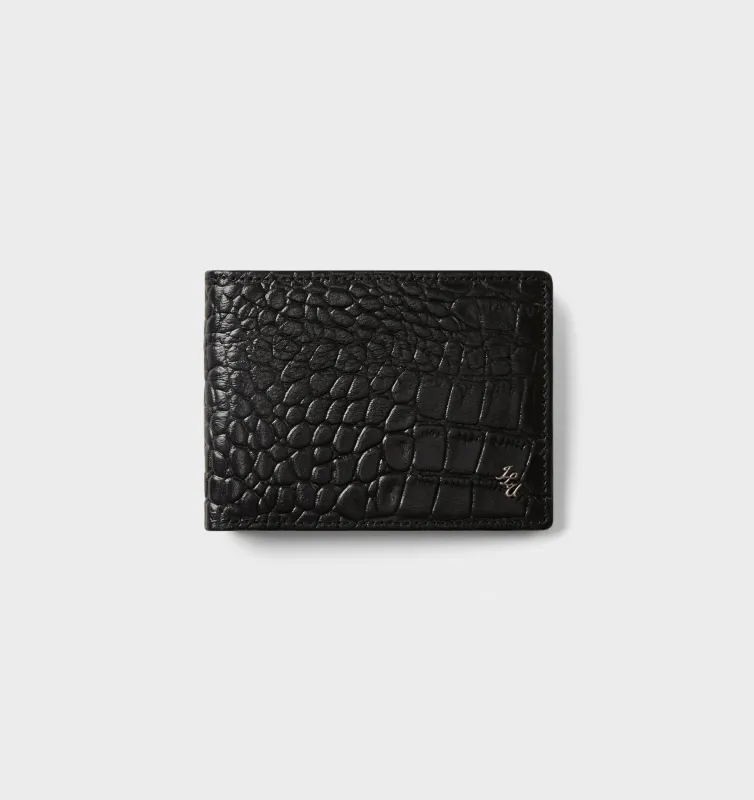 Leather Bi-Fold Wallet - Black Croc sold by I Love Ugly