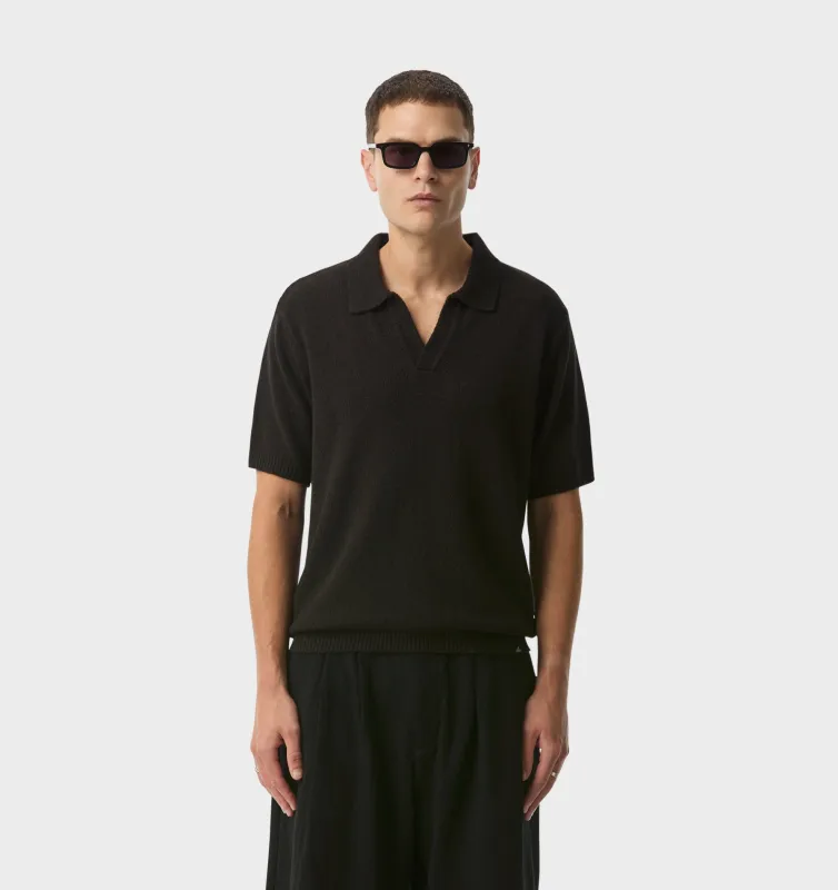 Clive Knit SS Polo - Black made by I Love Ugly