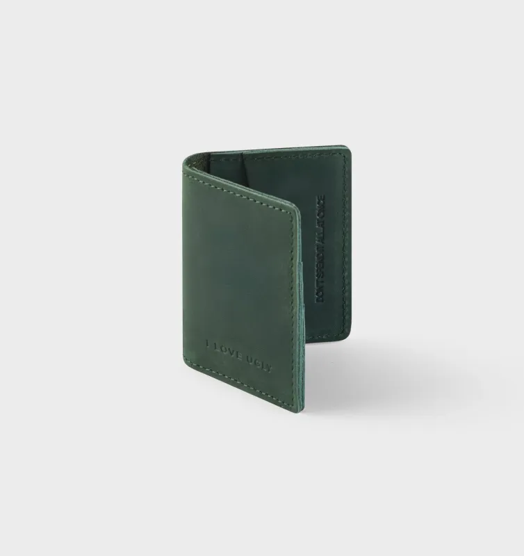 Leather Fold Card Holder - Green sold by I Love Ugly