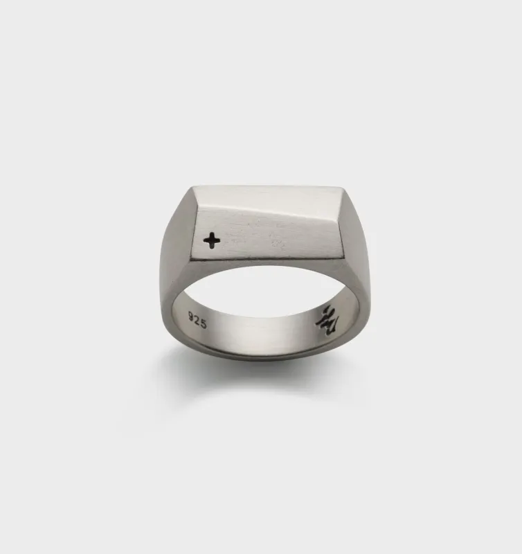 Angled Signet Ring - Silver sold by I Love Ugly