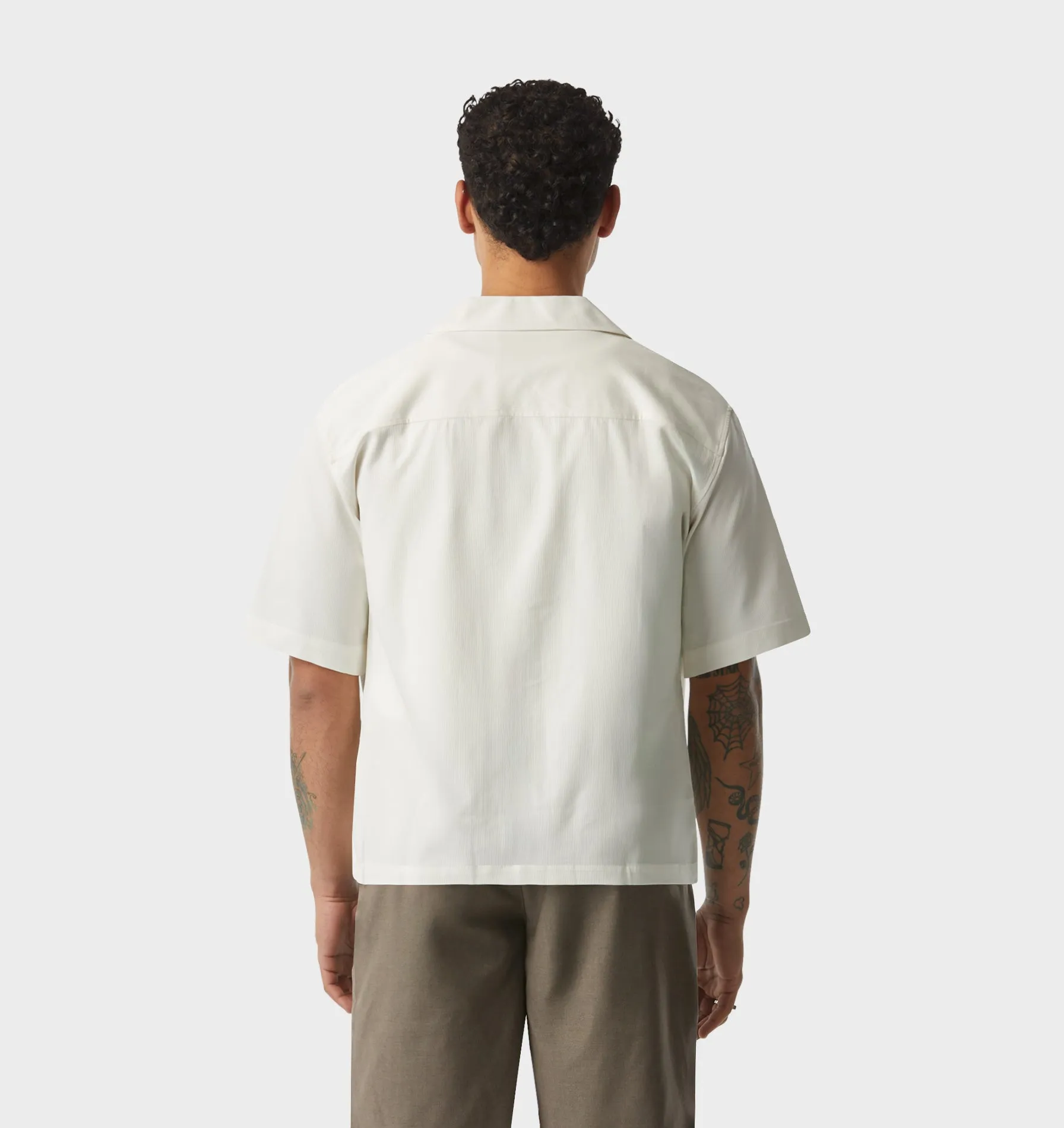 Textured Box Cuban Collar SS Shirt - White Stripe sold by I Love Ugly product image thumbnail 4