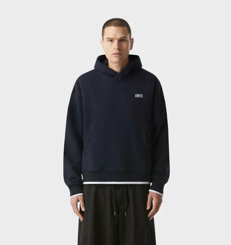 Box Crop Hood - Navy/White sold by I Love Ugly