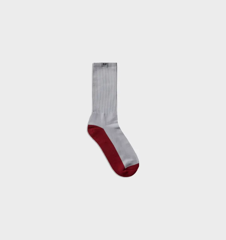Panelled Sock - Off White/Red sold by I Love Ugly