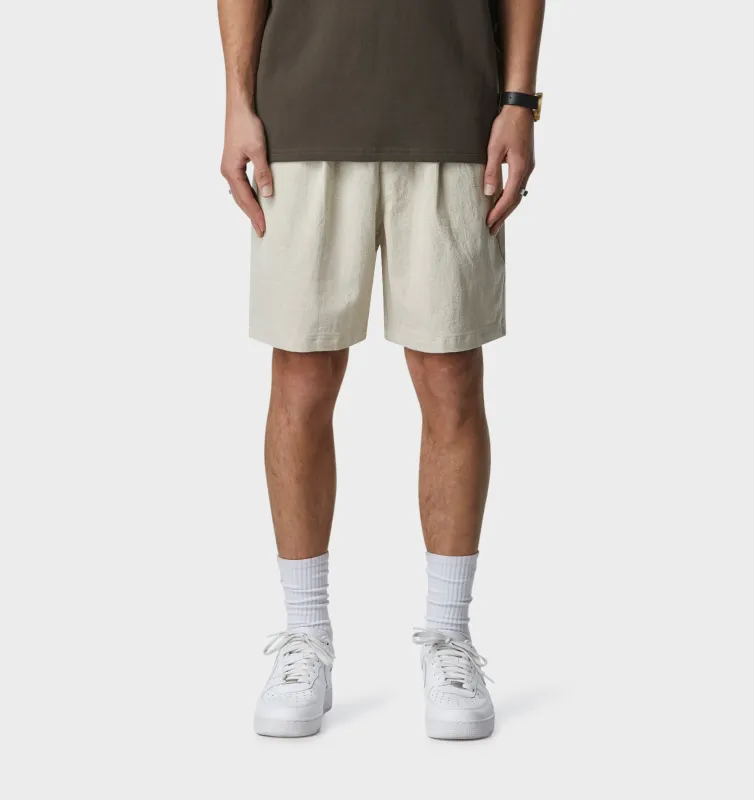 Linen Michael Pleat Short - Bone made by I Love Ugly