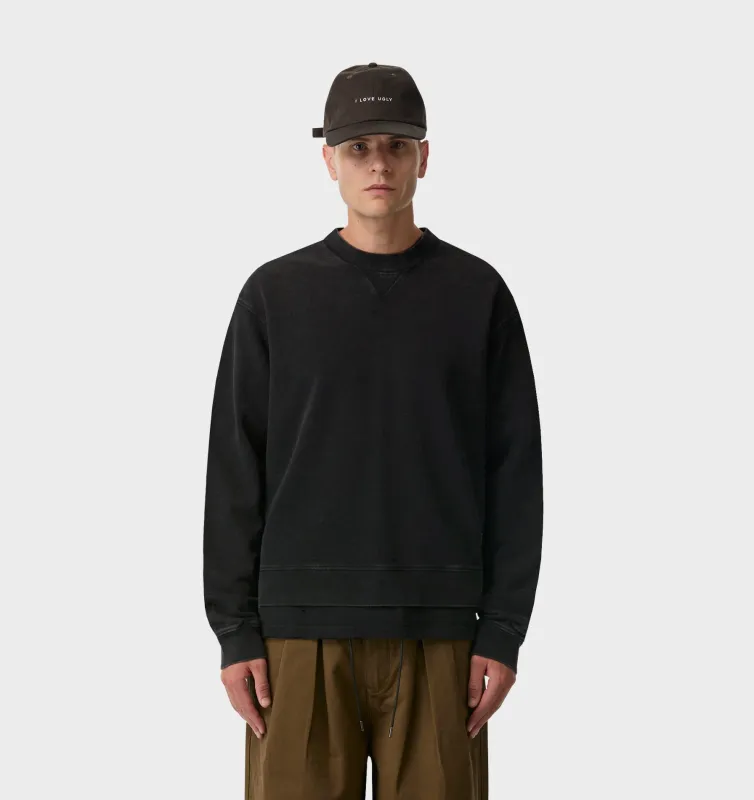 Crop Oversized Crew - Vintage Black made by I Love Ugly