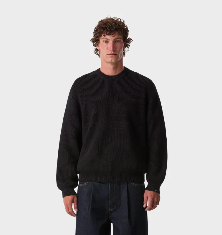 Cropped Knit Sweater - Black made by I Love Ugly