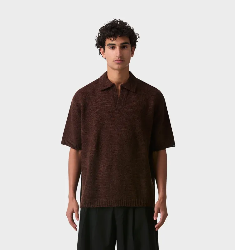 Box Knit Polo - Brown made by I Love Ugly