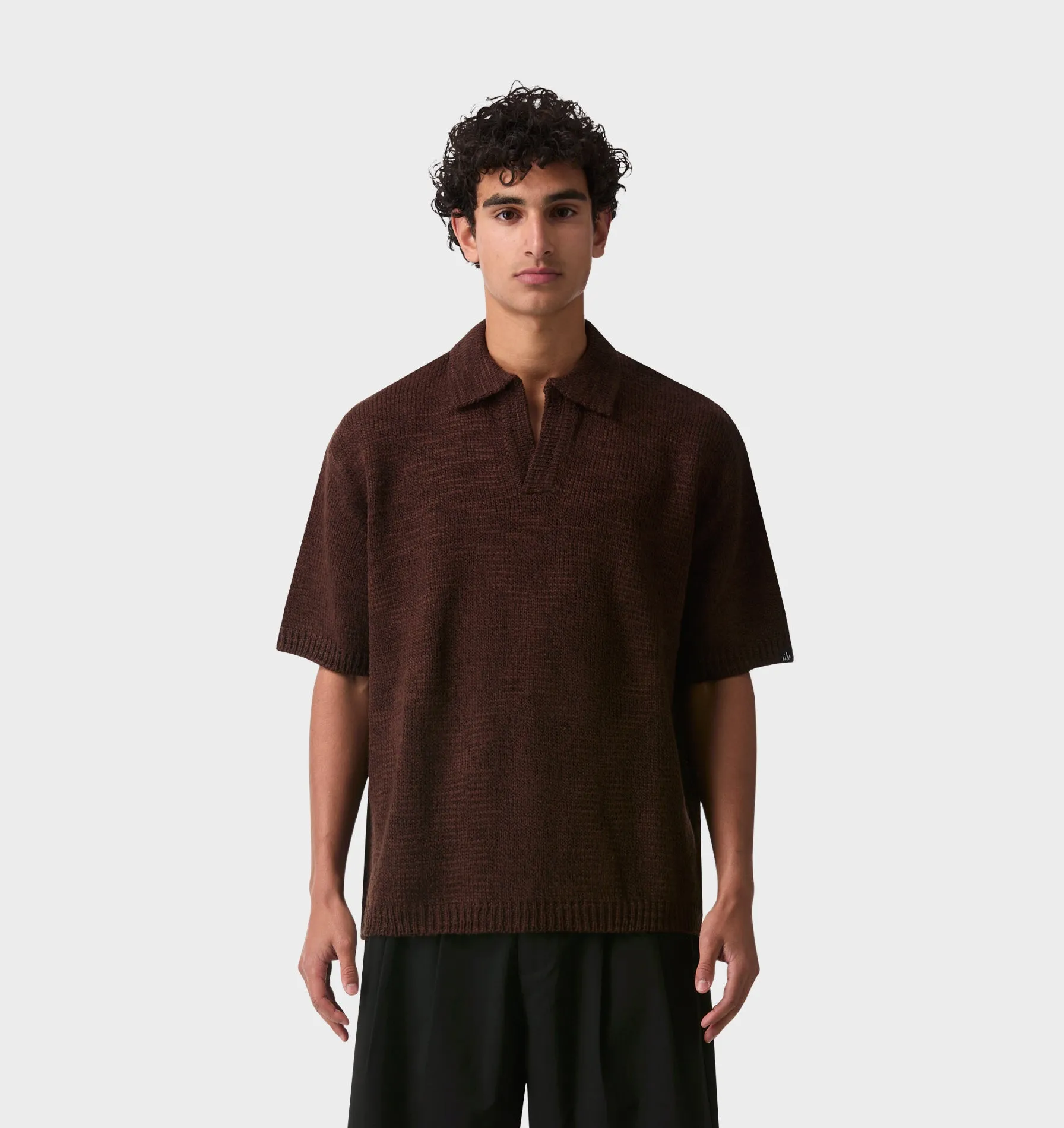 Box Knit Polo - Brown sold by I Love Ugly
