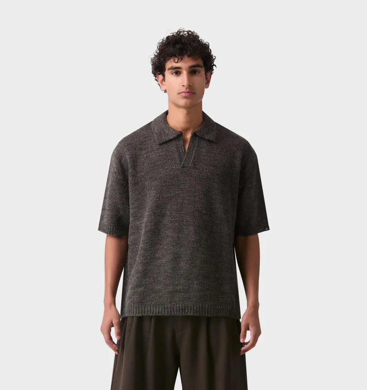 Box Knit Polo - Charcoal made by I Love Ugly