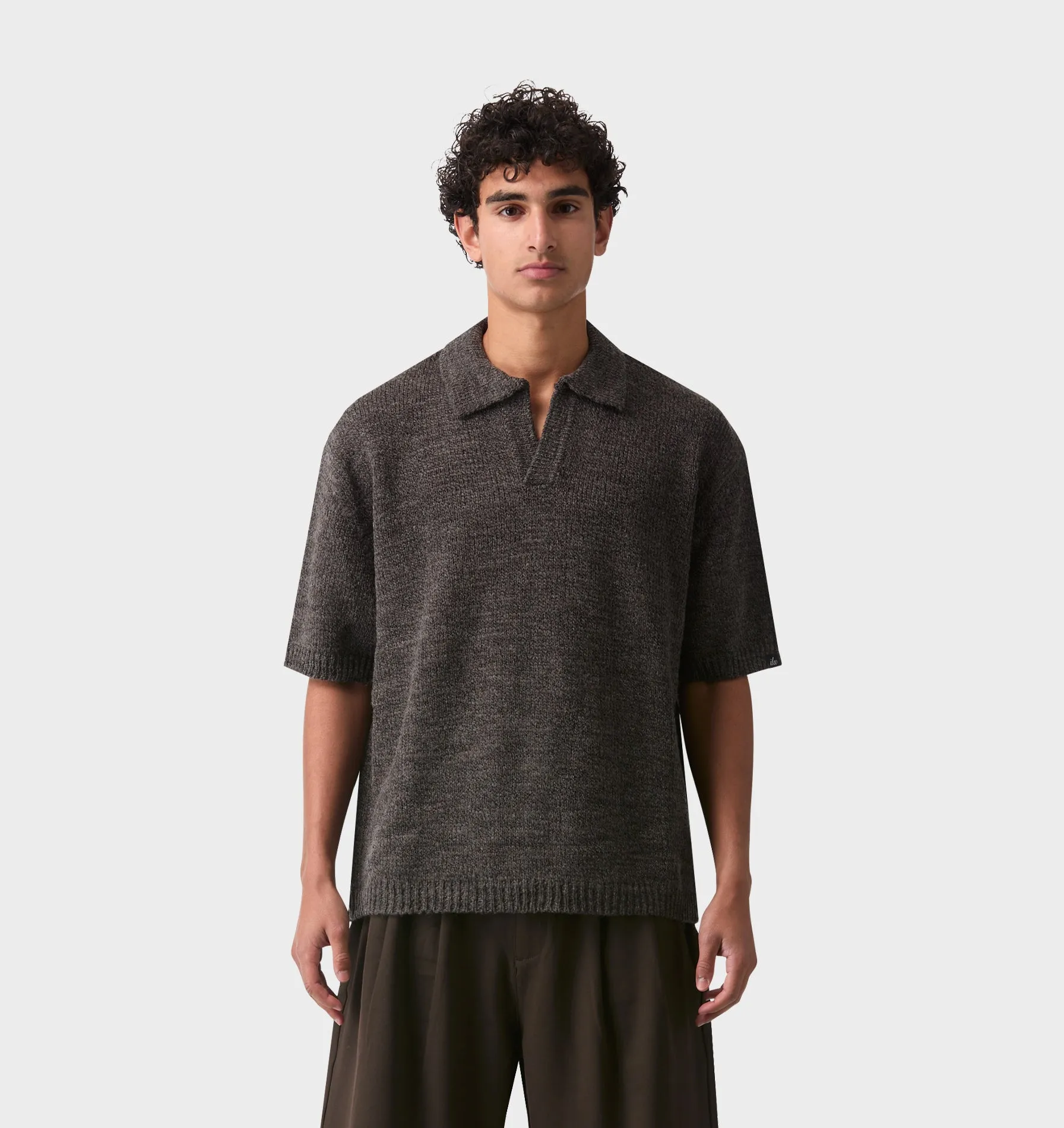 Box Knit Polo - Charcoal sold by I Love Ugly